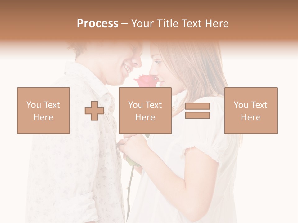 A Man And A Woman Holding A Rose Together PowerPoint Template