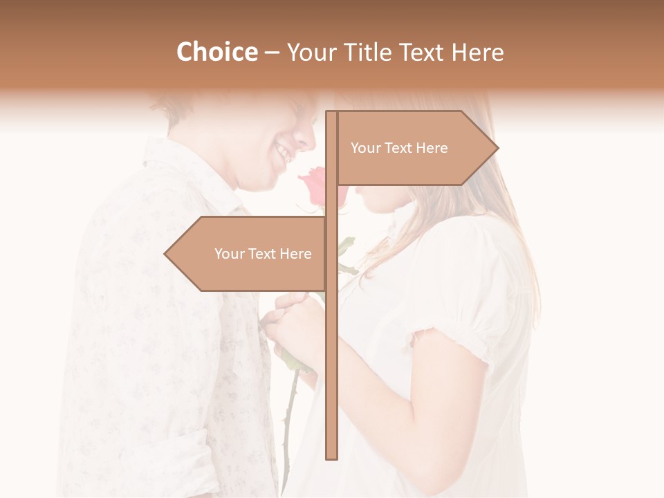 A Man And A Woman Holding A Rose Together PowerPoint Template