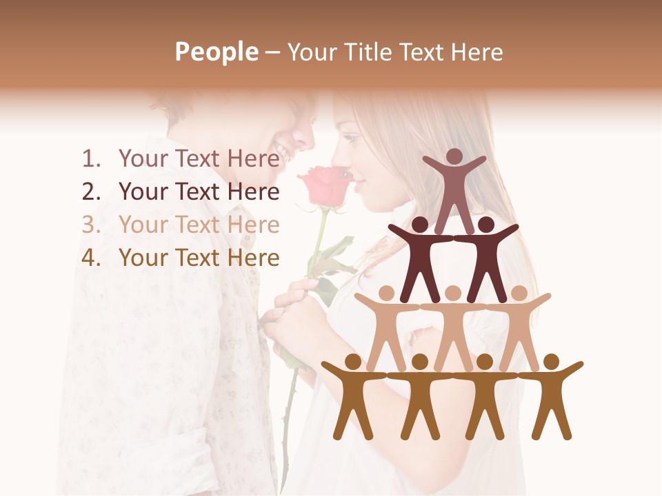 A Man And A Woman Holding A Rose Together PowerPoint Template
