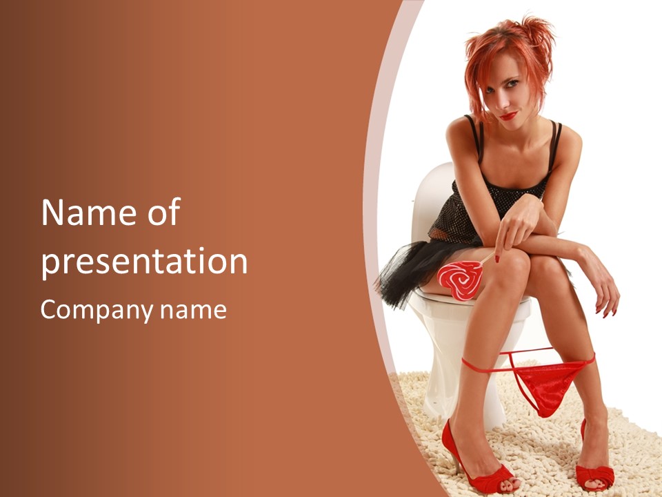 Female Lips Indoors PowerPoint Template