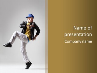 Breakdancer Jump Pose PowerPoint Template