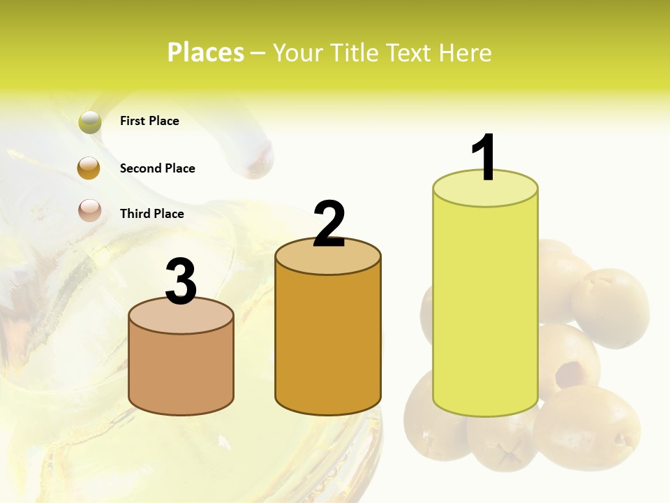 A Bottle Of Olive Oil Next To Some Olives PowerPoint Template