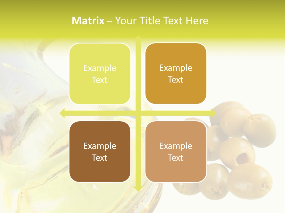 A Bottle Of Olive Oil Next To Some Olives PowerPoint Template