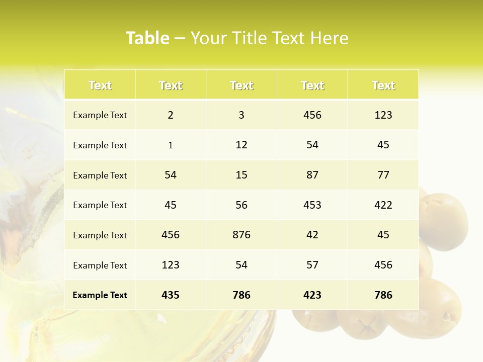 A Bottle Of Olive Oil Next To Some Olives PowerPoint Template