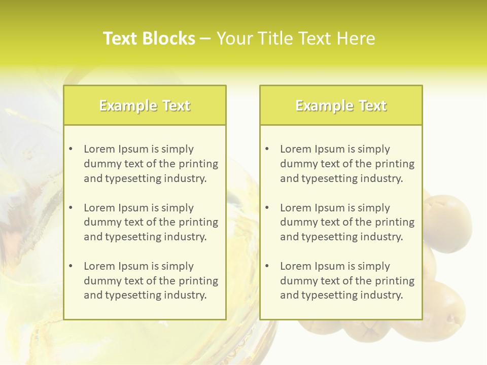 A Bottle Of Olive Oil Next To Some Olives PowerPoint Template