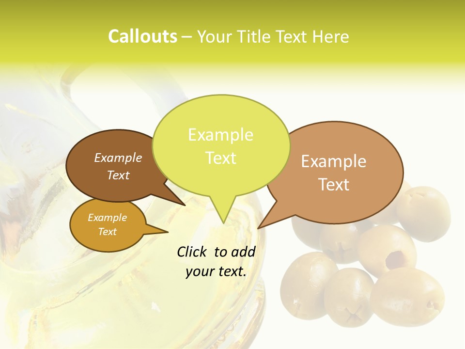 A Bottle Of Olive Oil Next To Some Olives PowerPoint Template