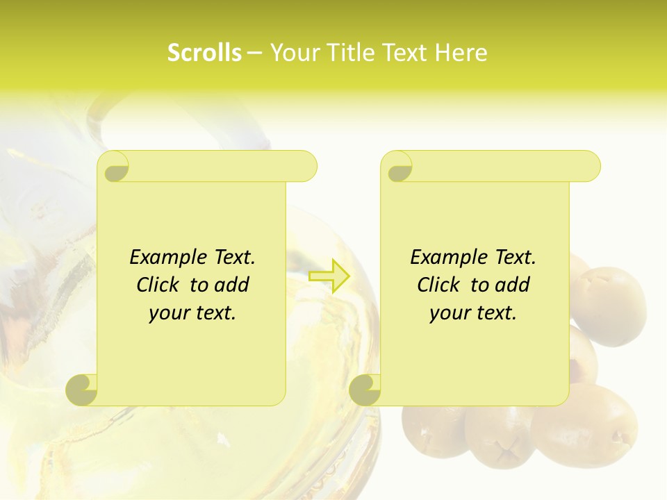 A Bottle Of Olive Oil Next To Some Olives PowerPoint Template