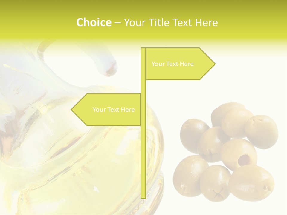 A Bottle Of Olive Oil Next To Some Olives PowerPoint Template