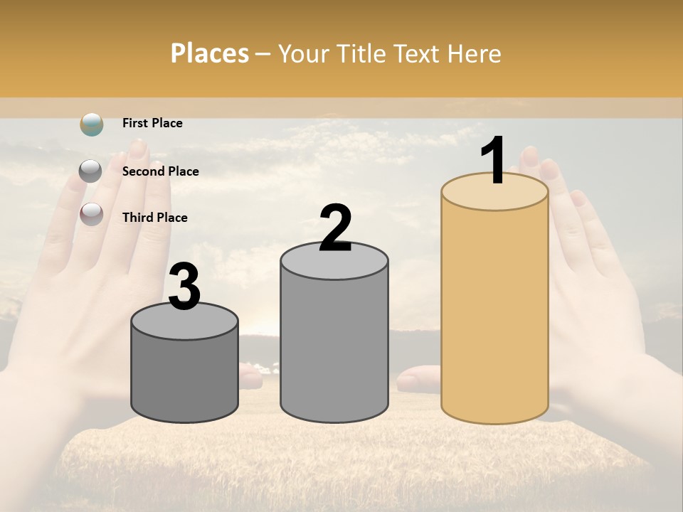 A Person Holding Their Hands Out In Front Of A Field PowerPoint Template