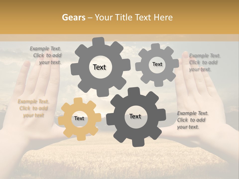 A Person Holding Their Hands Out In Front Of A Field PowerPoint Template