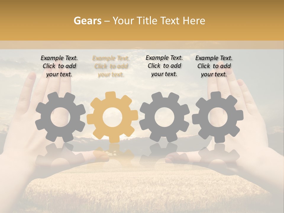 A Person Holding Their Hands Out In Front Of A Field PowerPoint Template