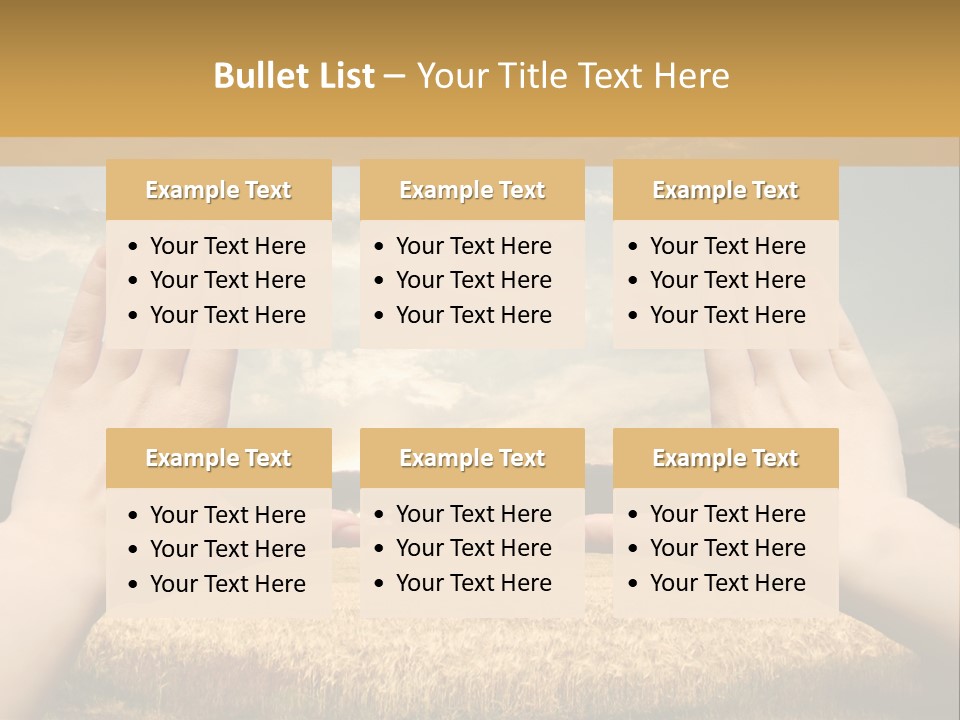 A Person Holding Their Hands Out In Front Of A Field PowerPoint Template