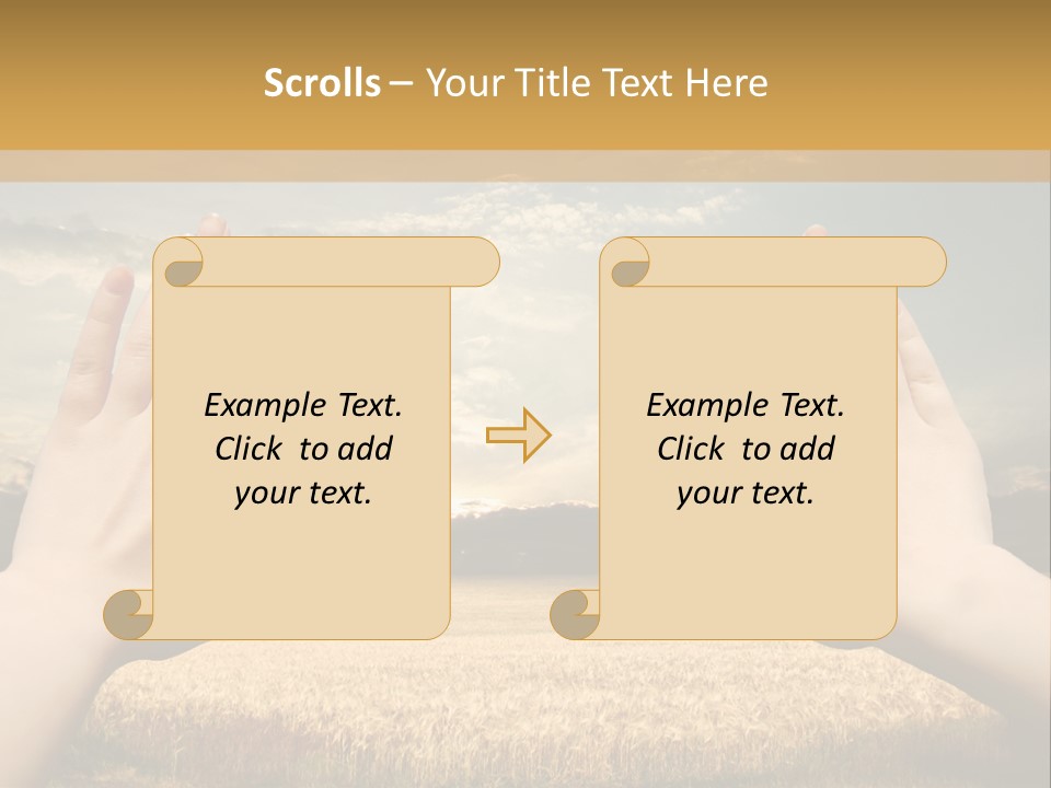 A Person Holding Their Hands Out In Front Of A Field PowerPoint Template