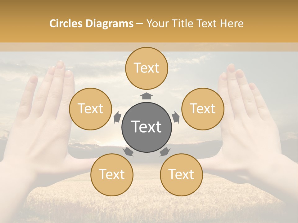 A Person Holding Their Hands Out In Front Of A Field PowerPoint Template