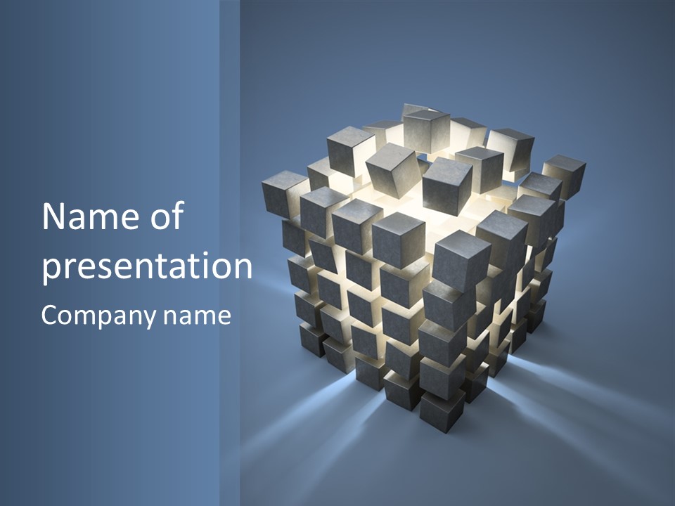 A Powerpoint Presentation With Cubes On A Blue Background PowerPoint Template