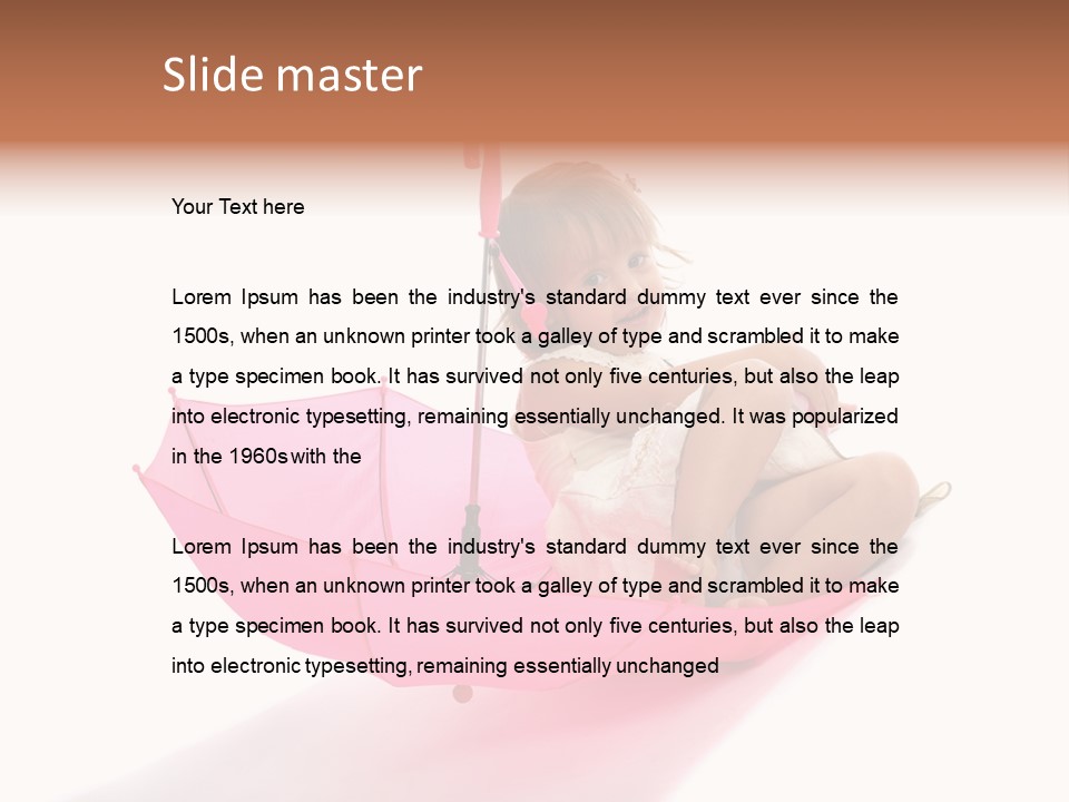 Umbrella Girl Baby PowerPoint Template