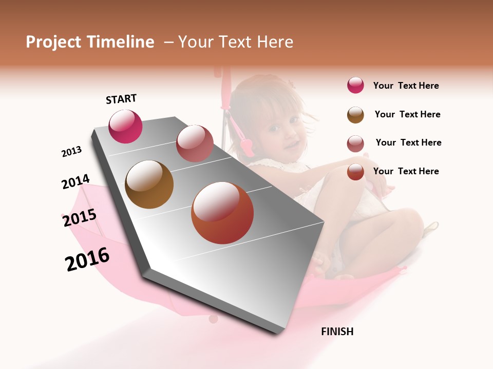 Umbrella Girl Baby PowerPoint Template