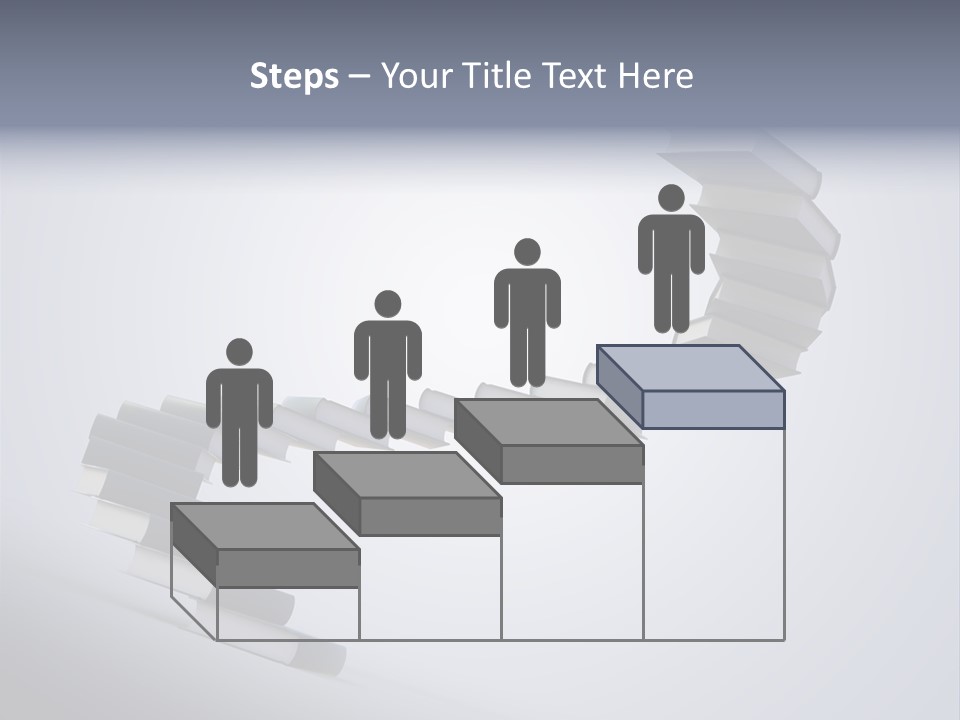 A Spiral Staircase Made Of Books On A Gray Background PowerPoint Template