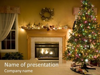 Home Holidays Fireplace PowerPoint Template