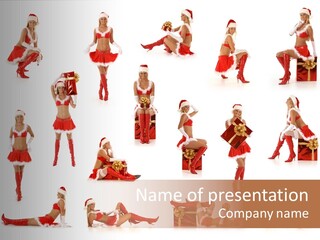 Thin Santa People PowerPoint Template