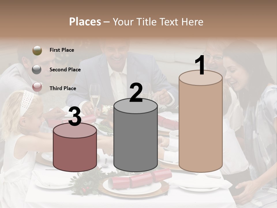 A Group Of People Sitting Around A Table With Food PowerPoint Template