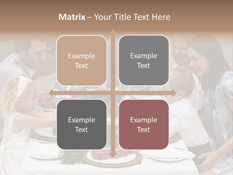 A Group Of People Sitting Around A Table With Food PowerPoint Template