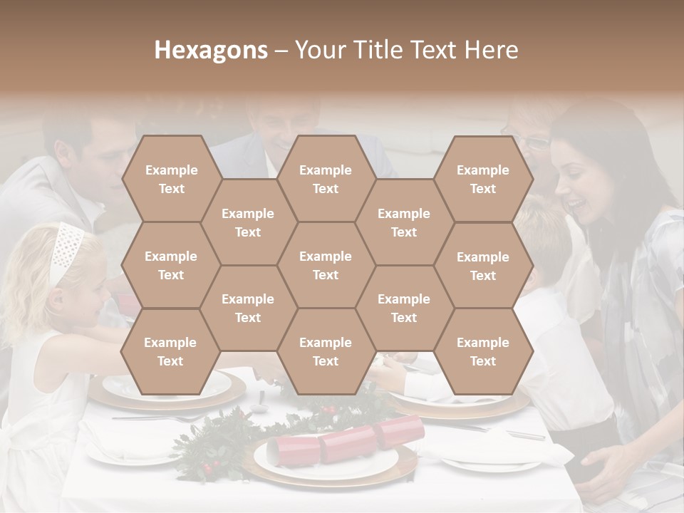 A Group Of People Sitting Around A Table With Food PowerPoint Template