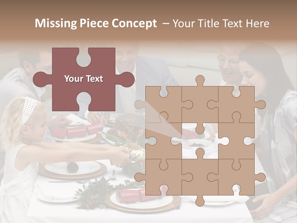 A Group Of People Sitting Around A Table With Food PowerPoint Template