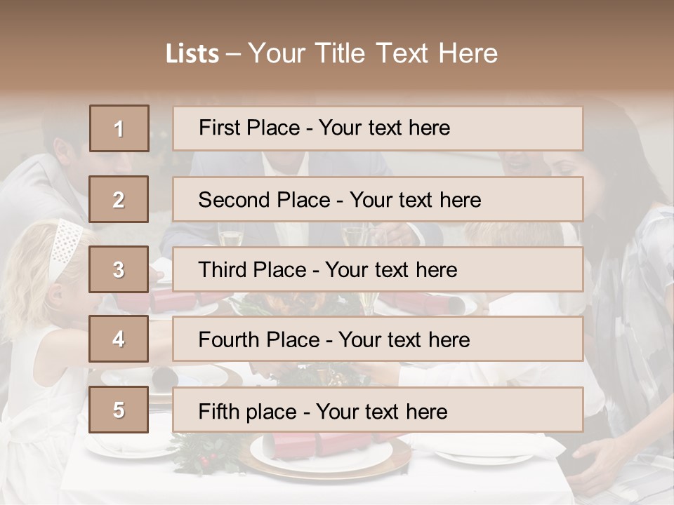 A Group Of People Sitting Around A Table With Food PowerPoint Template