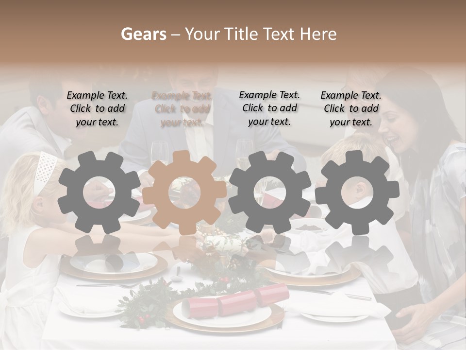 A Group Of People Sitting Around A Table With Food PowerPoint Template