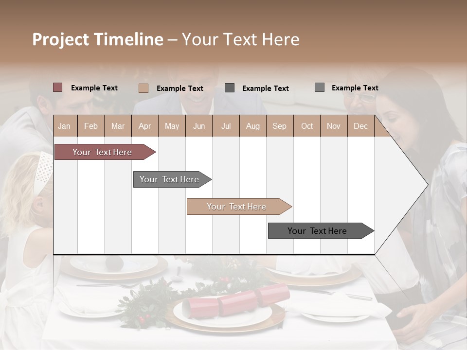 A Group Of People Sitting Around A Table With Food PowerPoint Template
