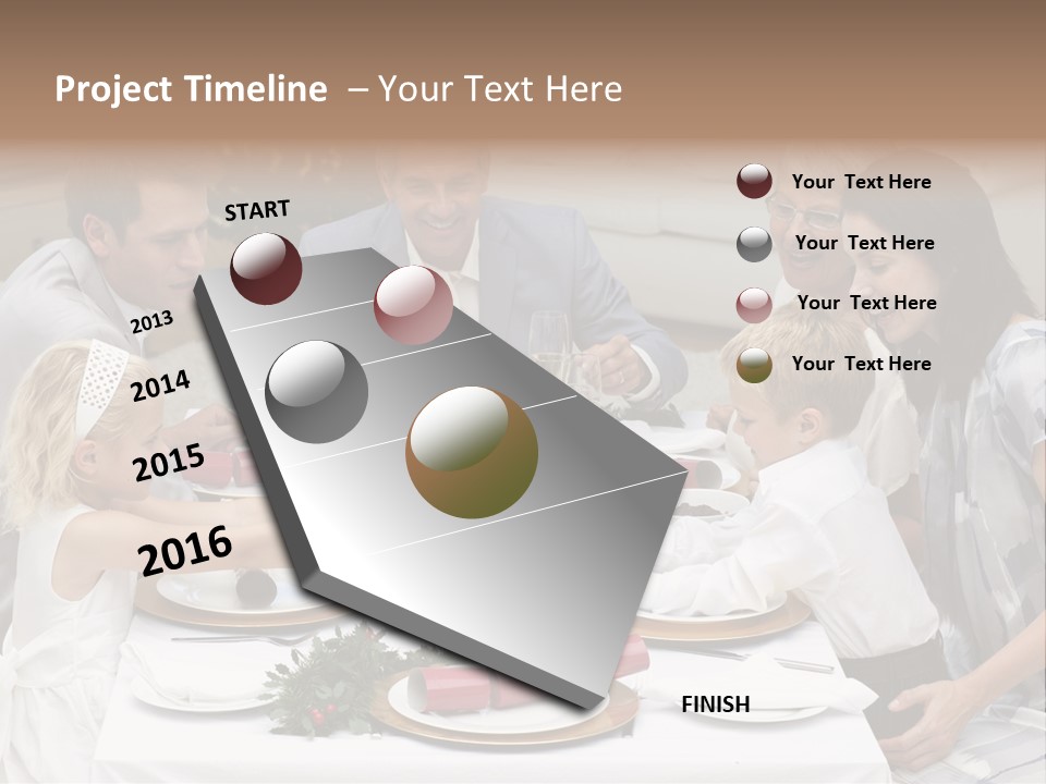 A Group Of People Sitting Around A Table With Food PowerPoint Template