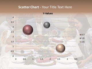 A Group Of People Sitting Around A Table With Food PowerPoint Template