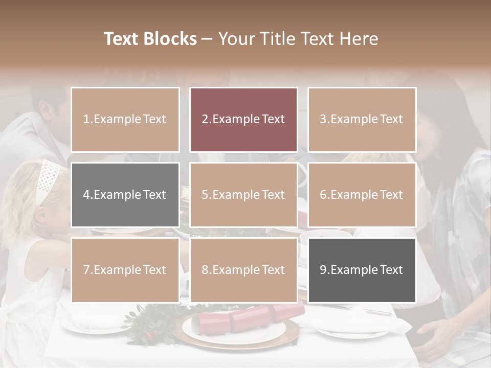 A Group Of People Sitting Around A Table With Food PowerPoint Template