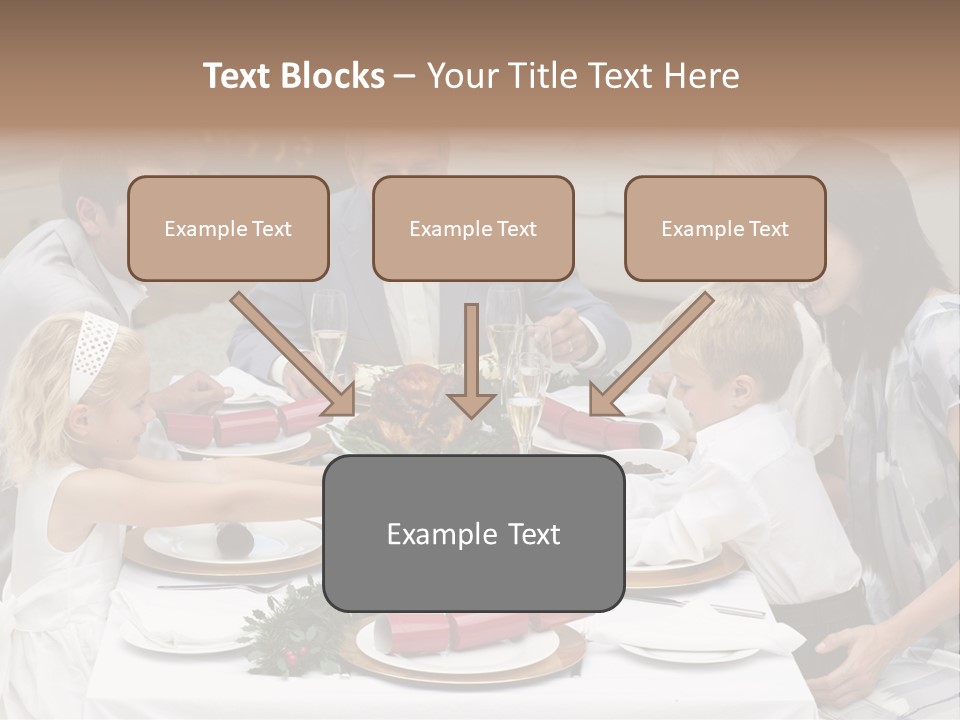 A Group Of People Sitting Around A Table With Food PowerPoint Template