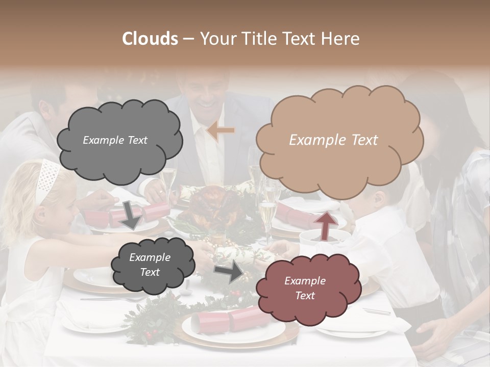 A Group Of People Sitting Around A Table With Food PowerPoint Template