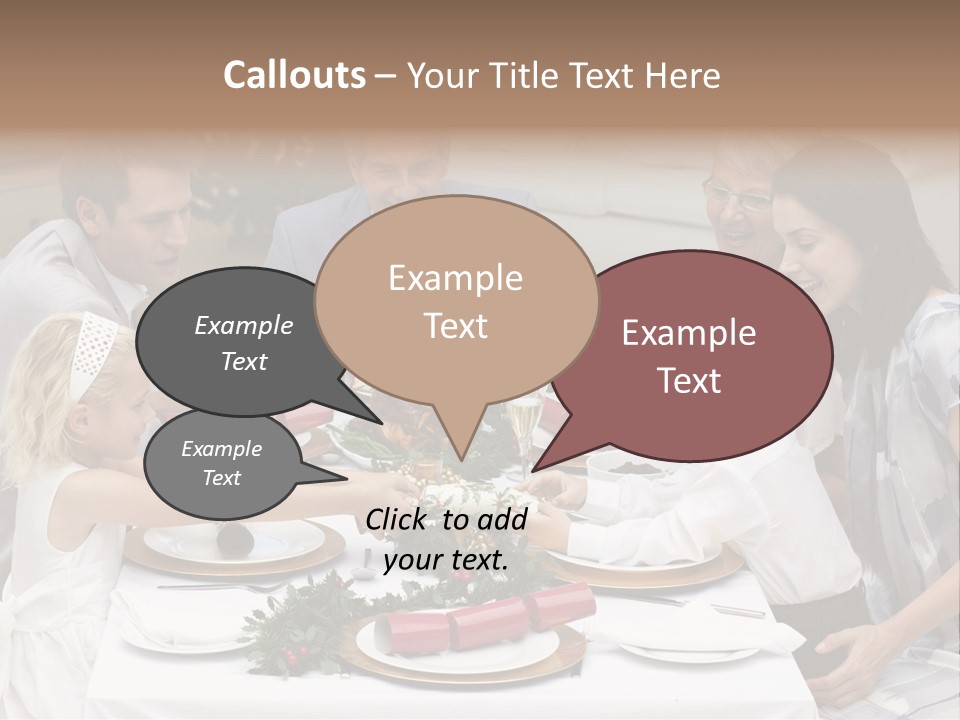 A Group Of People Sitting Around A Table With Food PowerPoint Template