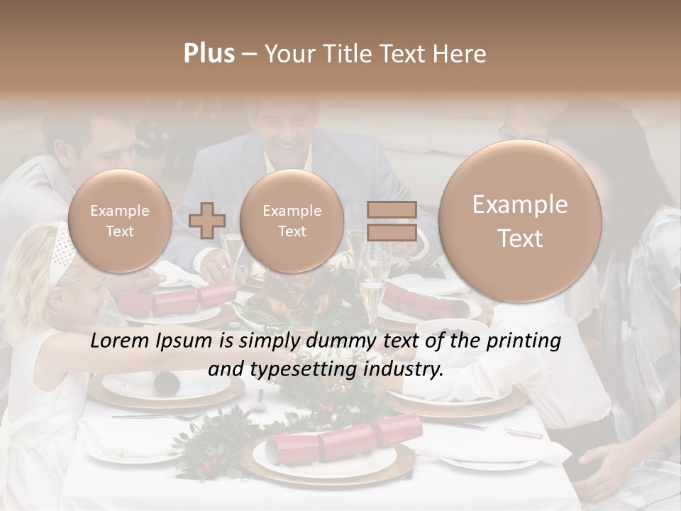 A Group Of People Sitting Around A Table With Food PowerPoint Template