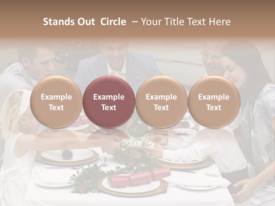A Group Of People Sitting Around A Table With Food PowerPoint Template