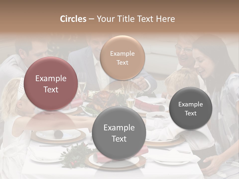 A Group Of People Sitting Around A Table With Food PowerPoint Template