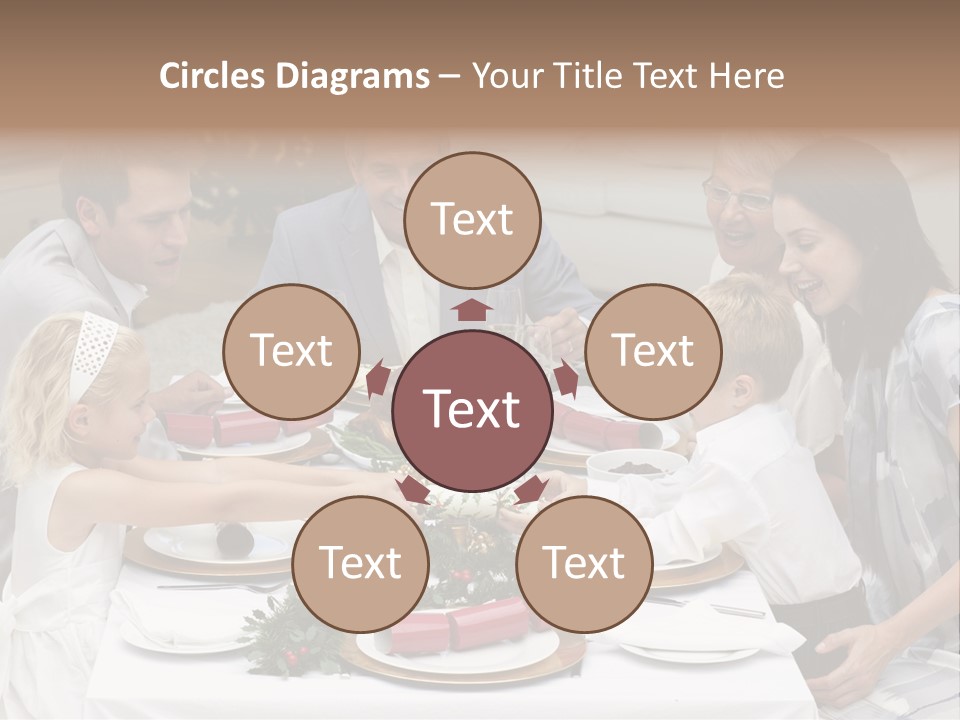 A Group Of People Sitting Around A Table With Food PowerPoint Template