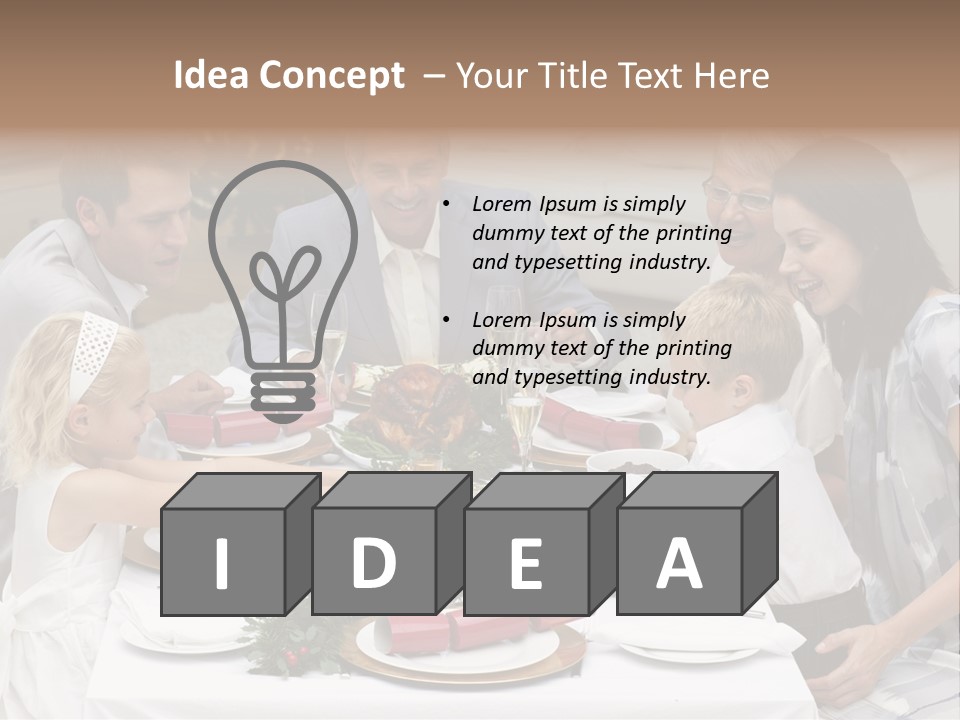 A Group Of People Sitting Around A Table With Food PowerPoint Template