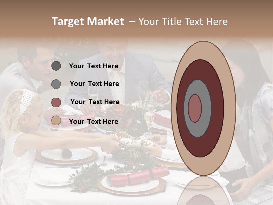 A Group Of People Sitting Around A Table With Food PowerPoint Template