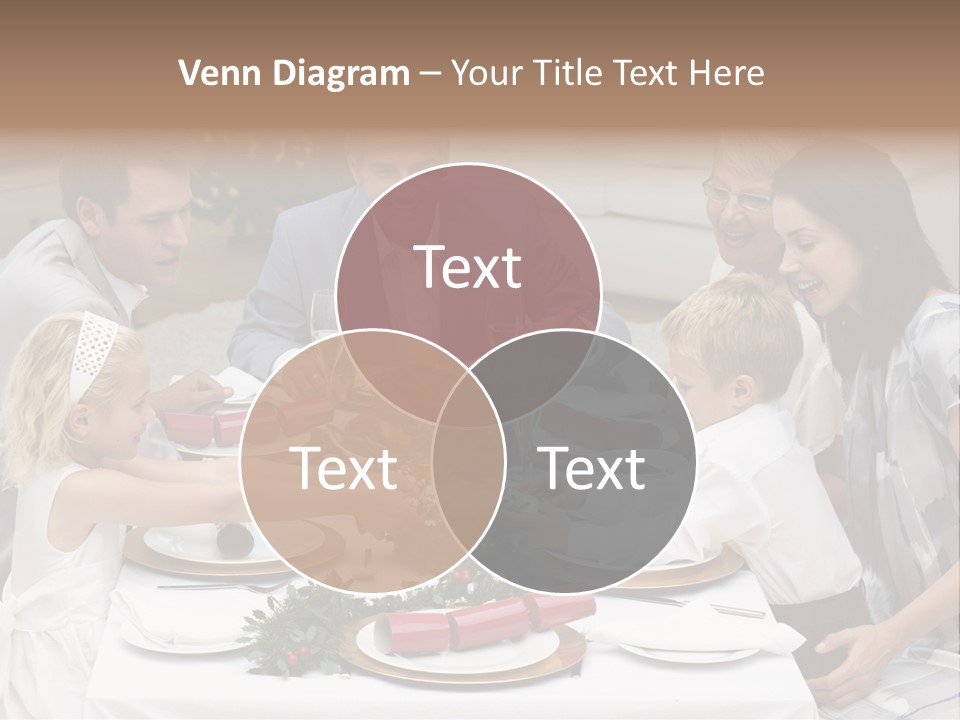 A Group Of People Sitting Around A Table With Food PowerPoint Template