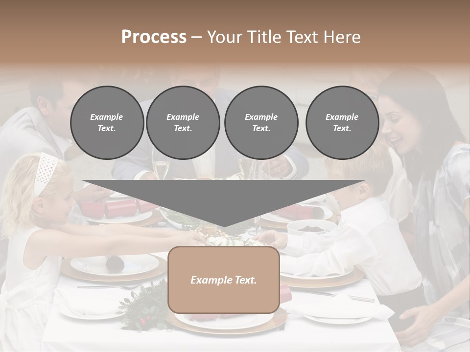 A Group Of People Sitting Around A Table With Food PowerPoint Template