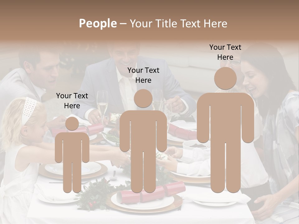 A Group Of People Sitting Around A Table With Food PowerPoint Template