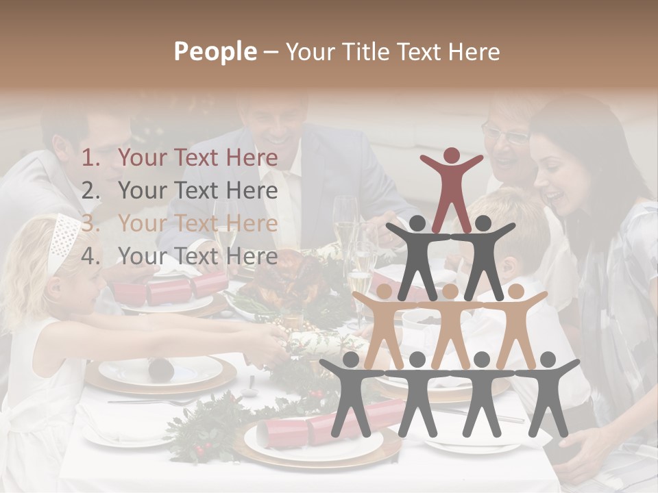 A Group Of People Sitting Around A Table With Food PowerPoint Template