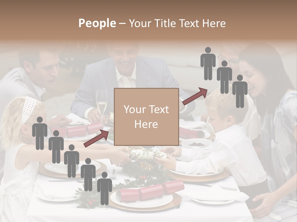 A Group Of People Sitting Around A Table With Food PowerPoint Template