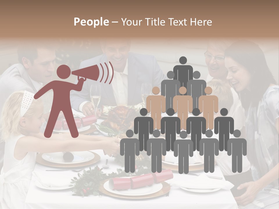 A Group Of People Sitting Around A Table With Food PowerPoint Template