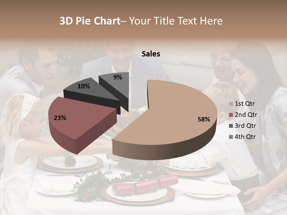 A Group Of People Sitting Around A Table With Food PowerPoint Template